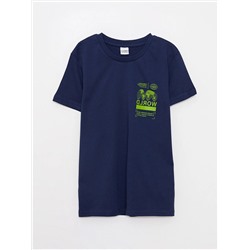 LC Waikiki Хлопковая футболка с короткими рукавами и круглым вырезом для мальчиков