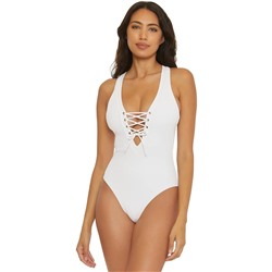 BECCA Modern Edge Gia Lace-Up Plunge One-Piece