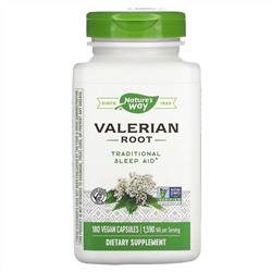 Nature's Way, корень валерианы, 1590 мг, 180 веганских капсул (530 мг в 1 капсуле)