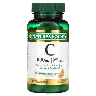 Nature's Bounty, Vitamin C with Rose Hips, 1,000 mg, 100 Coated Caplets