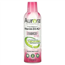 Aurora Nutrascience, Mega-Liposomal Vitamin D3+, витамин D3, органический фруктовый вкус, 9000 МЕ, 480 мл (16 жидк. унций)