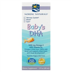 Нордик Натуралс, докозагексаеновая кислота (ДГК) с витамином D3 для детей, 1050 мг, 60 мл (2 жидк. унции)