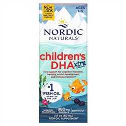 Nordic Naturals, Children's DHA Xtra, для детей возрастом 1–6 лет, вкус ягодного пунша, 880 мг, 60 мл (2 жидк. унции)