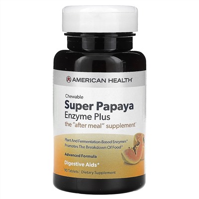 American Health, Super Papaya Enzyme Plus, папайя, 90 таблеток