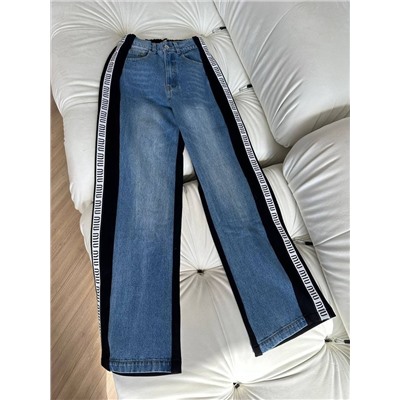 Крутые комбинированые джинсы Miu Miu