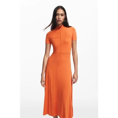 High-neck midi dress