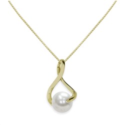 Collar - plata 925 chapada en oro - perla de agua dulce - Ø: 7 - 7.5 mm