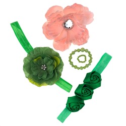 Набор: повязки 2шт , зажим , браслет и колечко «Green»
