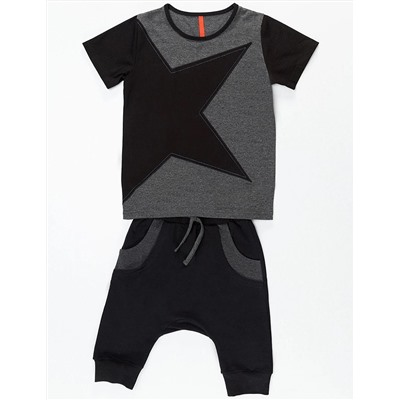 MSHB&G Серый комплект капри с шортами и футболкой для мальчика со звездами