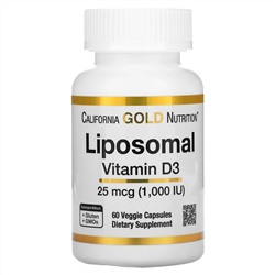 California Gold Nutrition, Liposomal Vitamin D3, 25 mcg (1,000 IU ), 60 Veggie Capsules