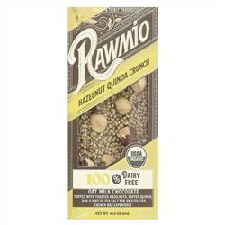 Rawmio, Овсяный молочный шоколад, хрустящая корочка с фундуком и киноа, 60 г (2,12 унции)