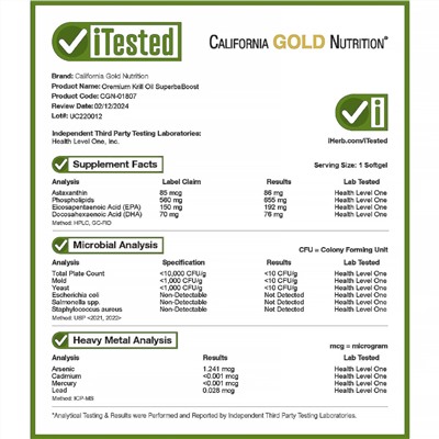 California Gold Nutrition, масло криля премиального качества с SUPERBABoost, 1000 мг, 60 капсул из рыбьего желатина