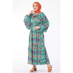 TOFİSA Простое женское платье среднего размера зеленого цвета с рукавами «летучая мышь» - 24933