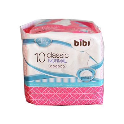 Прокладки женские классические BiBi Classic Normal Dry 10шт (24шт/короб)