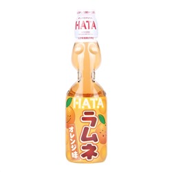 HATA KOSEN Напиток Ramune Orange РАМУНЕ газированный безалкогольный со вкусом Апельсина, 200 мл., стеклянная бутылка со стеклянным шариком