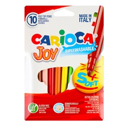 Фломастеры 10 цветов, корпус круглый, конический, смываемые, колпачок вентилируемый JOY Carioca 40528