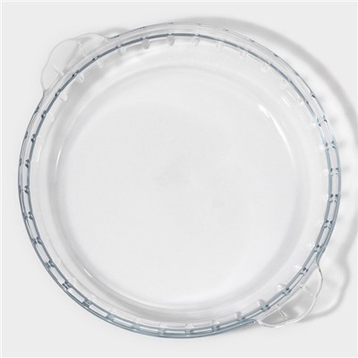 Форма для запекания и выпечки из жаропрочного стекла круглая Доляна «Фуэго», 700 мл, 22,7×20×3,6 см, с ручками