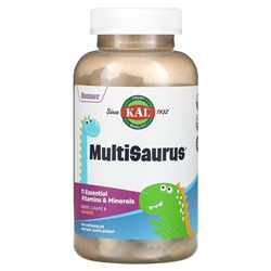 KAL, MultiSaurus, витамины и микроэлементы, со вкусом ягод, винограда и апельсина, 180 жевательных таблеток