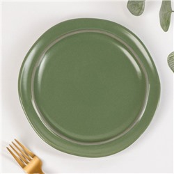 Тарелка керамическая десертная «Крем», d=21 см, цвет зелёный
