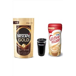 Nescafe Gold - 200 Gr Paket + Nestle Coffee Mate 400 Gr+ Thermomug