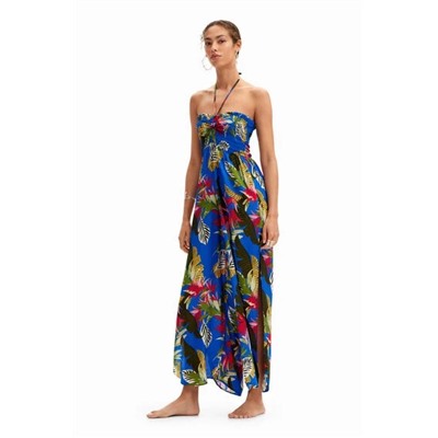 Tropical halter neck jumpsuit