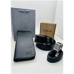 Подарочный набор для мужчины ремень, кошелёк, часы и коробка 2020550