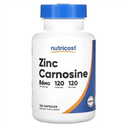 Nutricost, цинк карнозин, 86 мг, 120 капсул