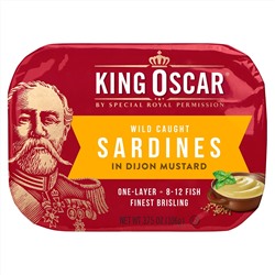 King Oscar, Wild Caught, Сардины в дижонской горчице, 3,75 унции (106 г)