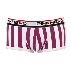 Мужские укороченные боксеры Pink Hero пурпурные/белые вертикальные полоски PH1212-4
