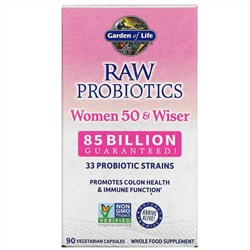 Garden of Life, RAW Probiotics, пробиотики для женщин от 50 лет, 85 млрд, 90 вегетарианских капсул