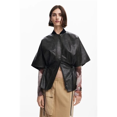 Leather-effect poncho