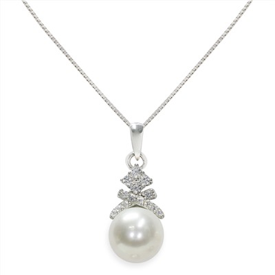 Collar con colgante - plata 925 - perla de agua dulce - Ø: 9 - 9.5 mm