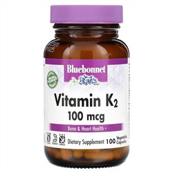 Bluebonnet Nutrition, Витамин K2, 100 мкг, 100 растительных капсул