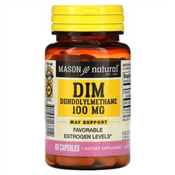 Mason Natural, DIM, дииндолилметан, 100 мг, 60 капсул