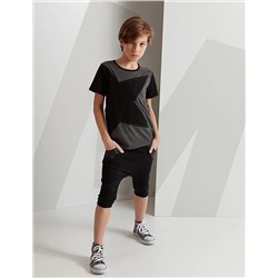 MSHB&G Серый комплект капри с шортами и футболкой для мальчика со звездами