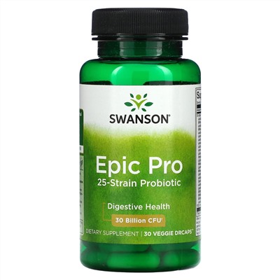 Swanson, Пробиотик Epic Pro с 25 штаммами, для пищеварения, 30 млрд КОЕ, 30 вегетарианских капсул DrCaps