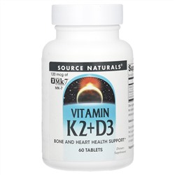 Source Naturals, витамин K2 и D3, 60 таблеток