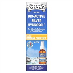 Sovereign Silver, Bio-Active Silver Hydrosol, мелкодисперсный аэрозоль, 10 част./млн, 59 мл (2 жидк. унции) (10 част./млн в 30 распылениях)