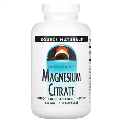 Source Naturals, цитрат магния, 133 мг, 180 капсул