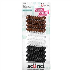 Scunci, Ponytailers, Dent-Free Hold, Assorted Colors, 12 Pieces