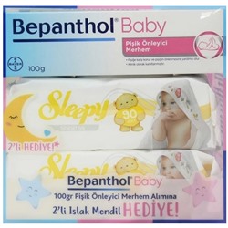 Bepanthol Baby Pişik Önleyici Merhem 100 gr + Sleepy Sensitive Islak Havlu 90 Yaprak 2 Adet