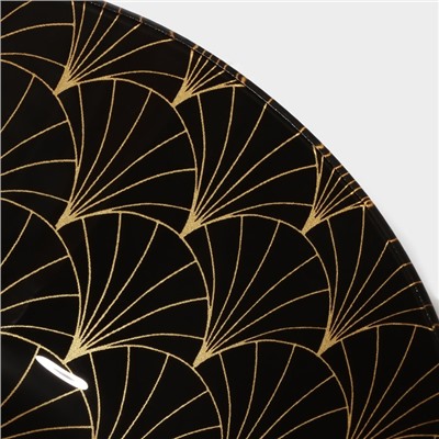 Салатник стеклянный Доляна «Золотое перо», 600мл, 18,5×5 см
