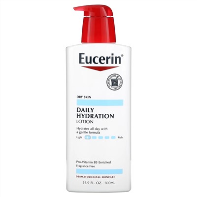 Eucerin, Ежедневное увлажнение, Лосьон, без запаха, 16.9 ж. унций (500 мл)