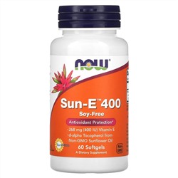 NOW Foods, Sun-E 400, 268 мг (400 МЕ), 60 мягких таблеток