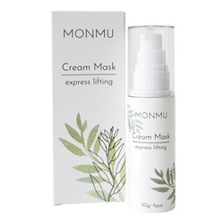 MONMU Крем-маска экспресс-лифтинг для лица с гиалуроновой кислотой, гидролизованным коллагеном, натуральными маслами, экстрактами и витамином Е 50г