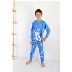 Замечательный детский пижамный комплект из хлопка с принтом астронавта для мальчика