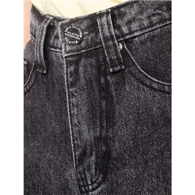 Хлопковые джинсы mom-fit с трендовой стиркой