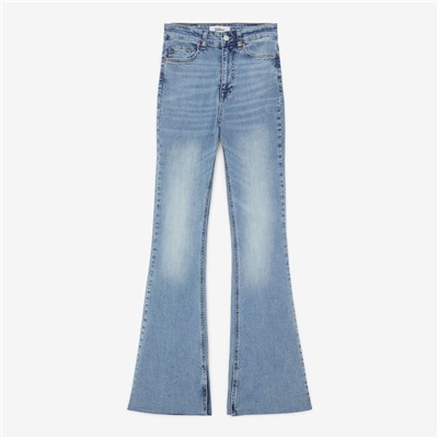 Jeans - corte evasé - algodón - azul denim claro