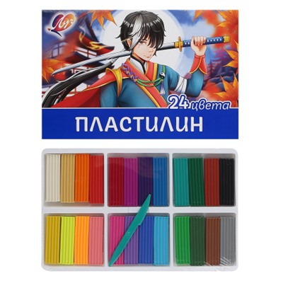 Пластилин 24 цвета, 480 гр, стек, картонная коробка Аниме Луч 33С 2212-08