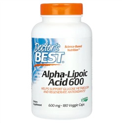 Doctor's Best, альфа-липоевая кислота 600, 600 мг, 180 вегетарианских капсул